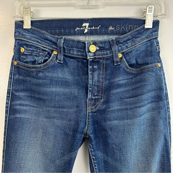 7 for All Mankind Skinny Blue Ankle Denim Jeans Size 25 - Picture 2 of 9